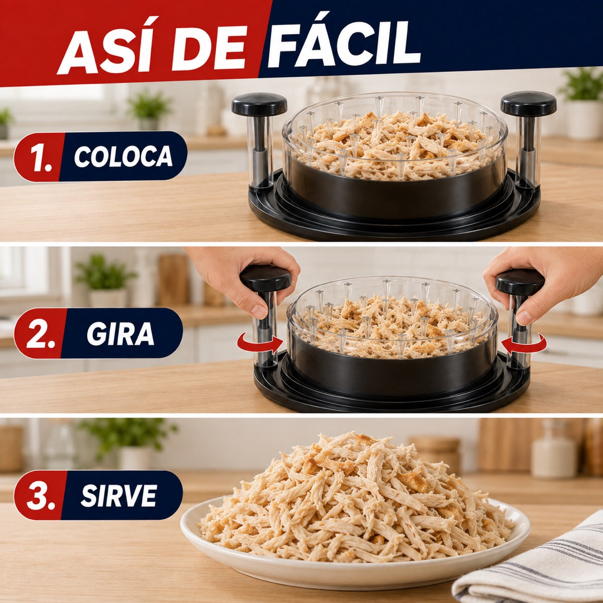 DesmenuzaPro™ – Desmenuzadora Manual de Pollo y Carne