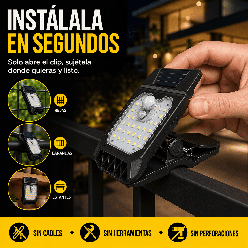 Oferta Especial 3x1 en Lampara Solar con clip