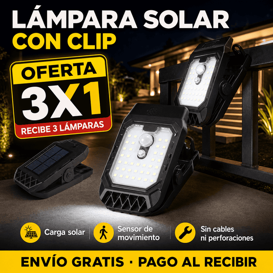 Oferta Especial 3x1 en Lampara Solar con clip