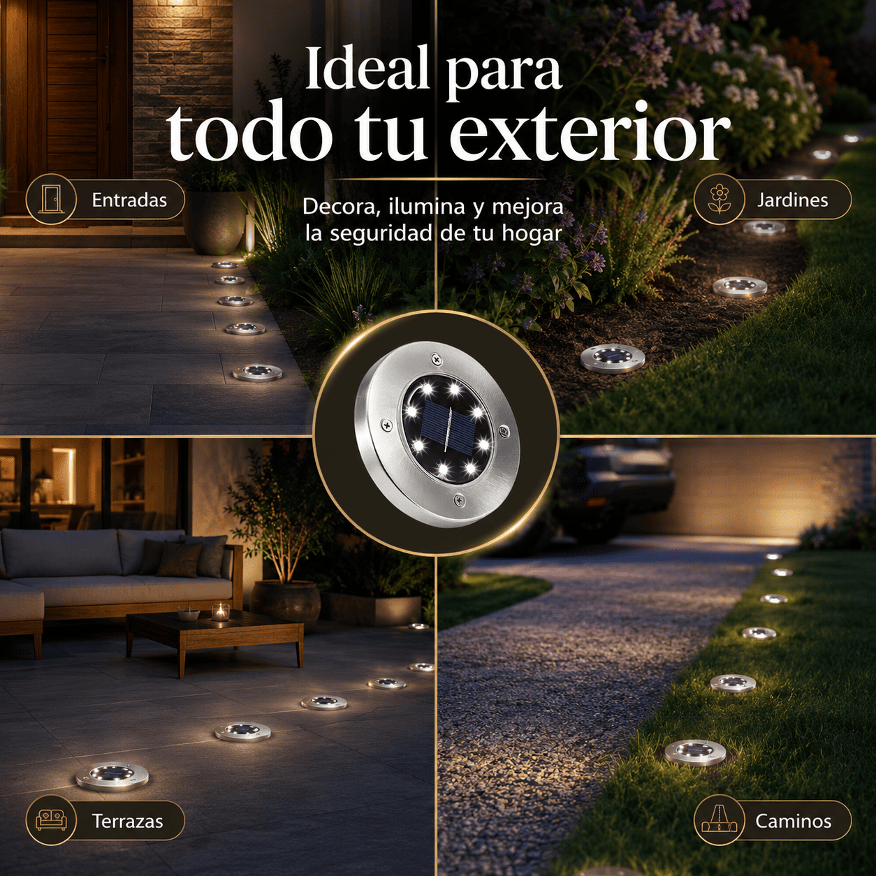 Oferta Especial 4x1 Focos Solares LED con Estaca