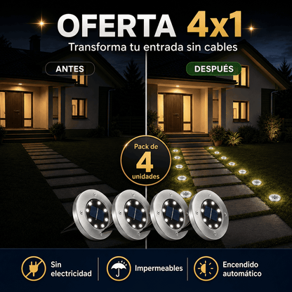 Oferta Especial 4x1 Focos Solares LED con Estaca