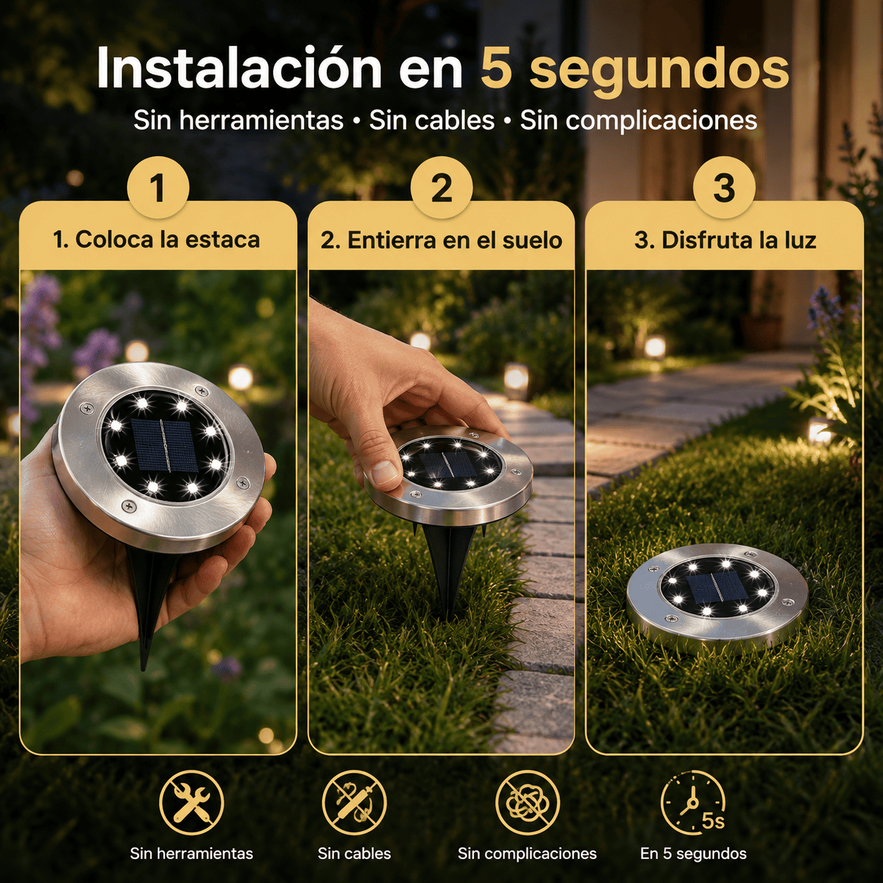 Oferta Especial 4x1 Focos Solares LED con Estaca