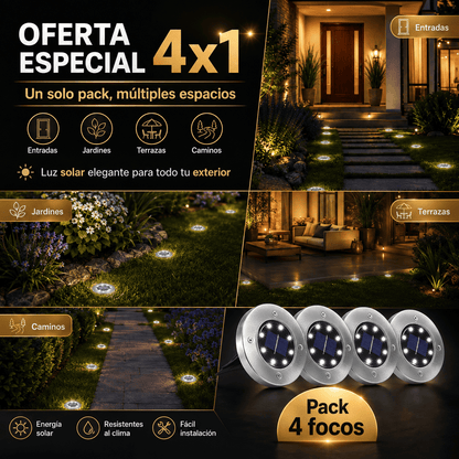 Oferta Especial 4x1 Focos Solares LED con Estaca