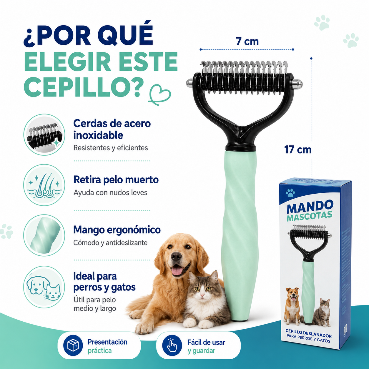 Cepillo Quita Nudos - Pelo Suave y Libre de Nudos