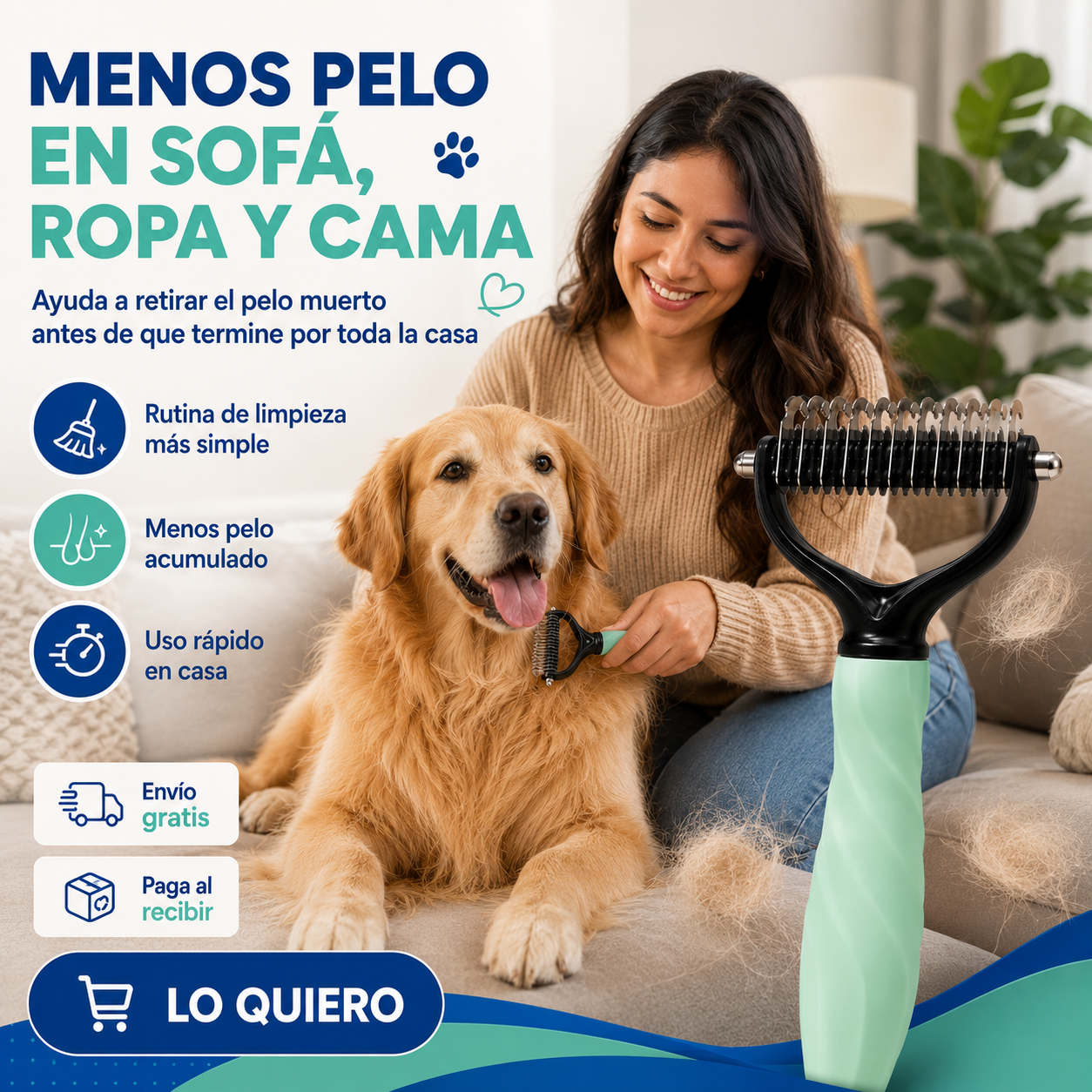 Cepillo Quita Nudos - Pelo Suave y Libre de Nudos