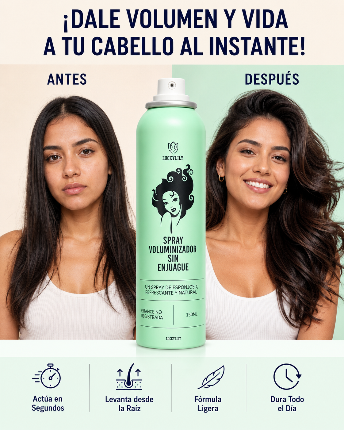 Spray Voluminizador Sin Enjuague Luckylily