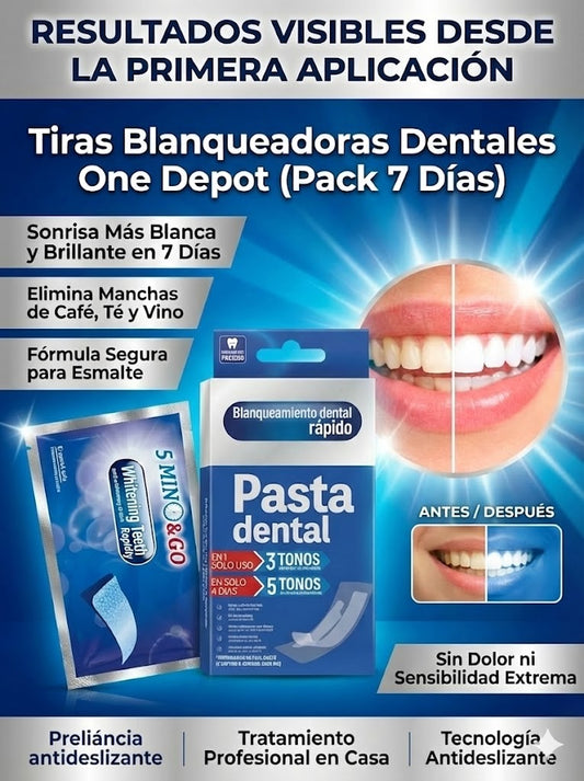 🦷 Tiras Blanqueadoras Dentales One Depot (Pack 7 Días)